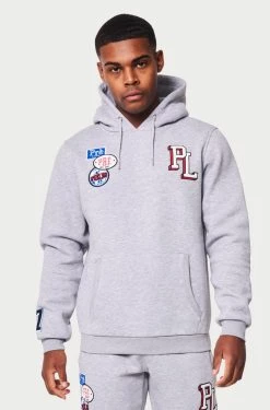 SS22 HOODIES Seattle Badge Hood - Grey Marl