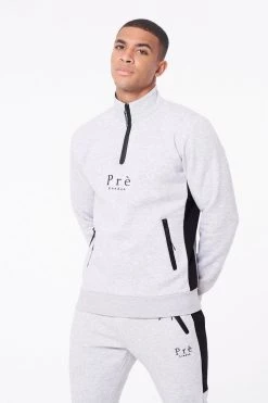 AW21 TRACKSUITS Tirso 1/4 Zip - Grey Marl/Black